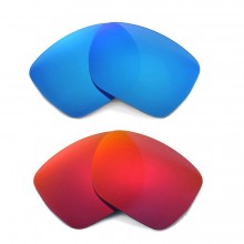 New Walleva Polarized Fire Red + Ice Blue Replacement Lenses for Oakley Deviation (OO4061 Series) Sunglasses